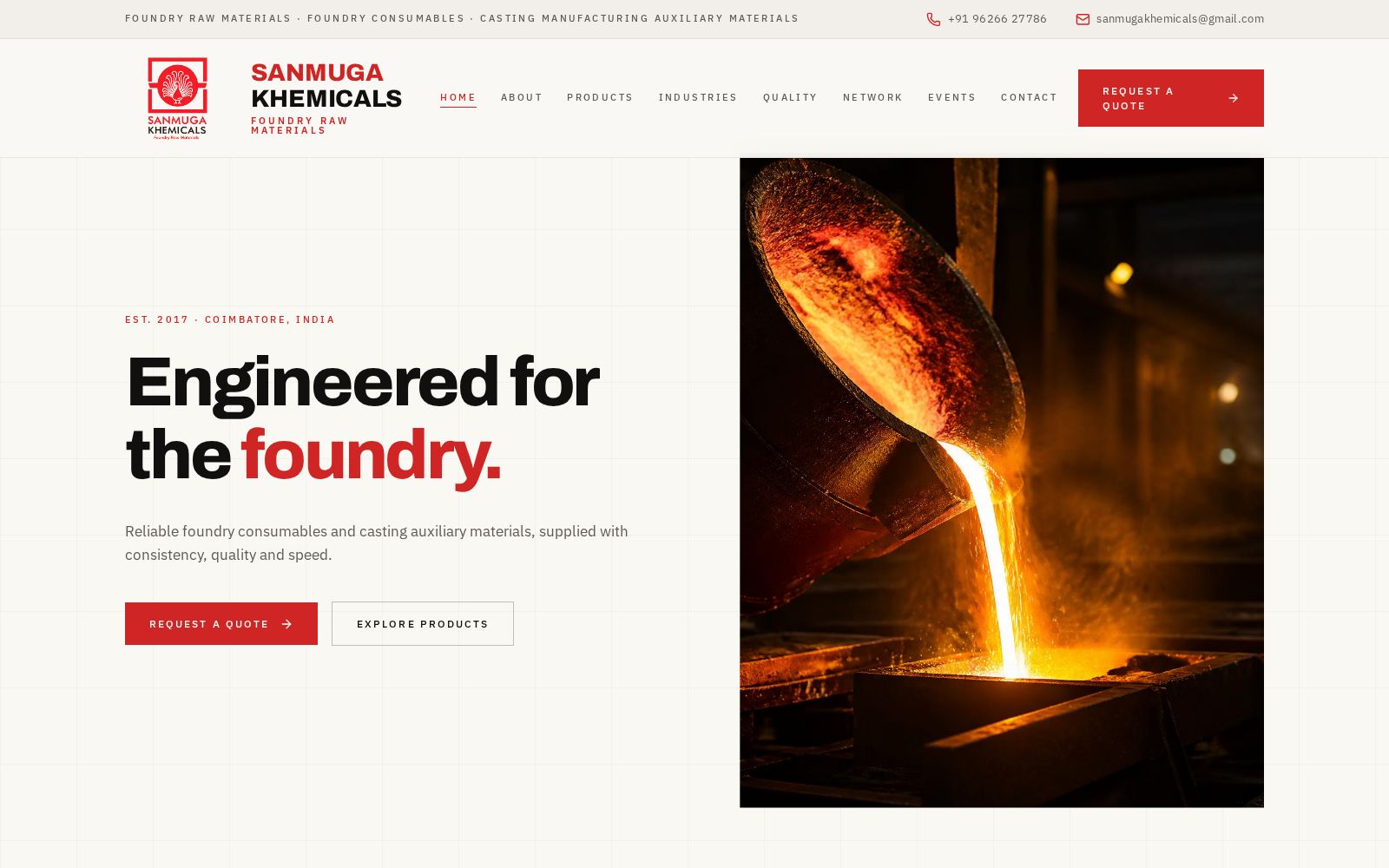 SANMUGA KHEMICALS website screenshot